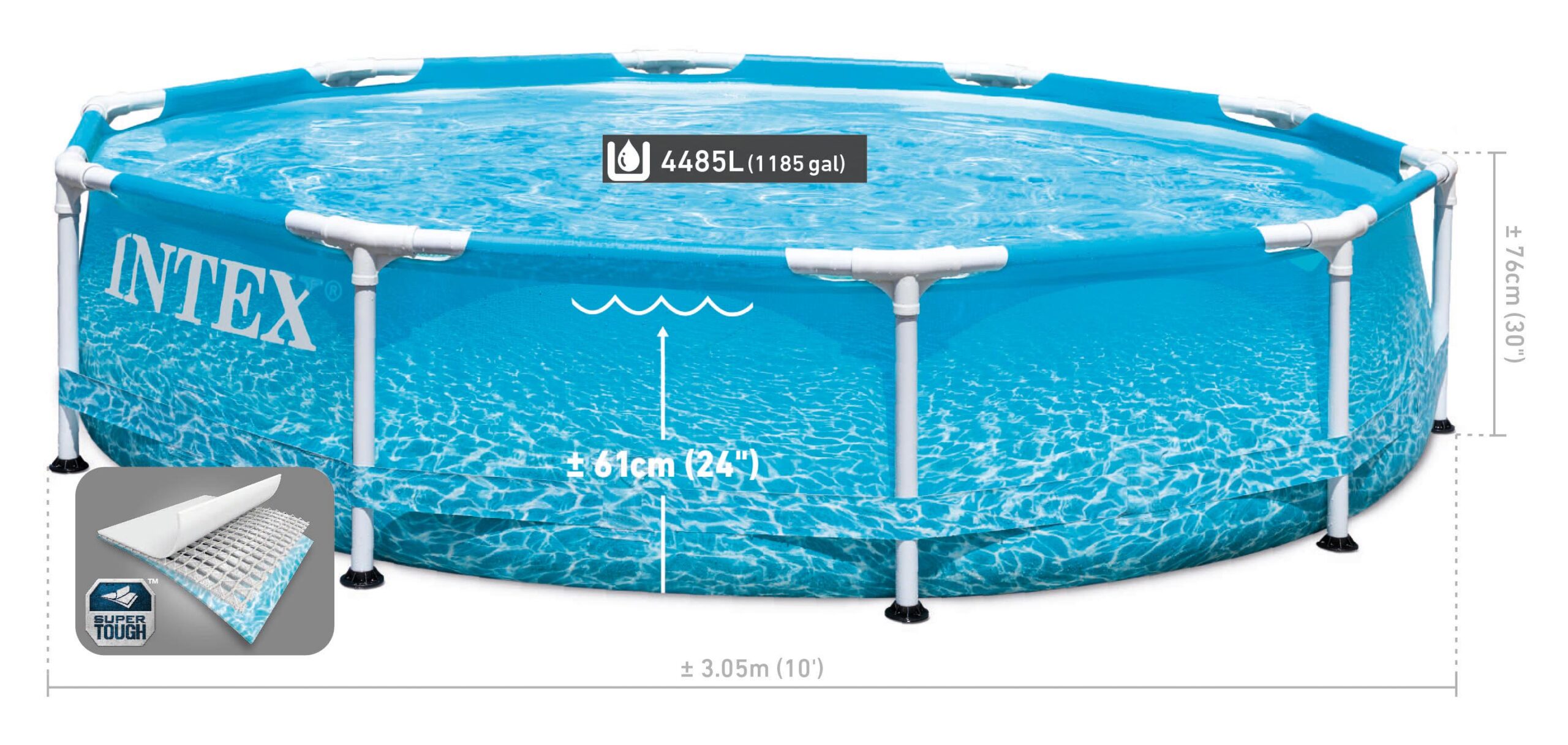 INTEX 3.05M X 76 CM BEACHSIDE METAL POOL 28206 - Image 3
