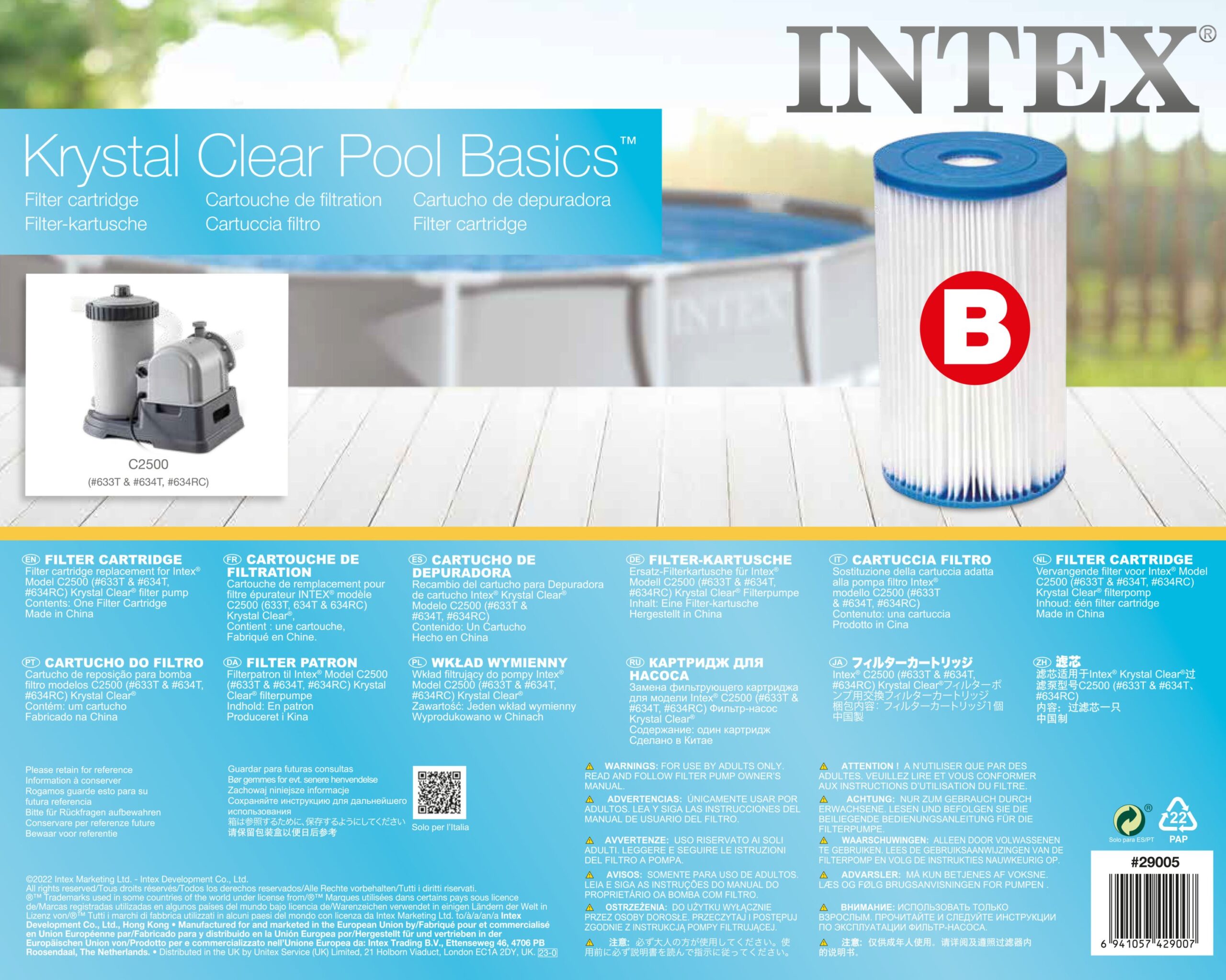 INTEX FILTER CARTRIDGE B, SHRINK WRAP W/ LITHO 5-5/8"X10" 29005 - Image 2