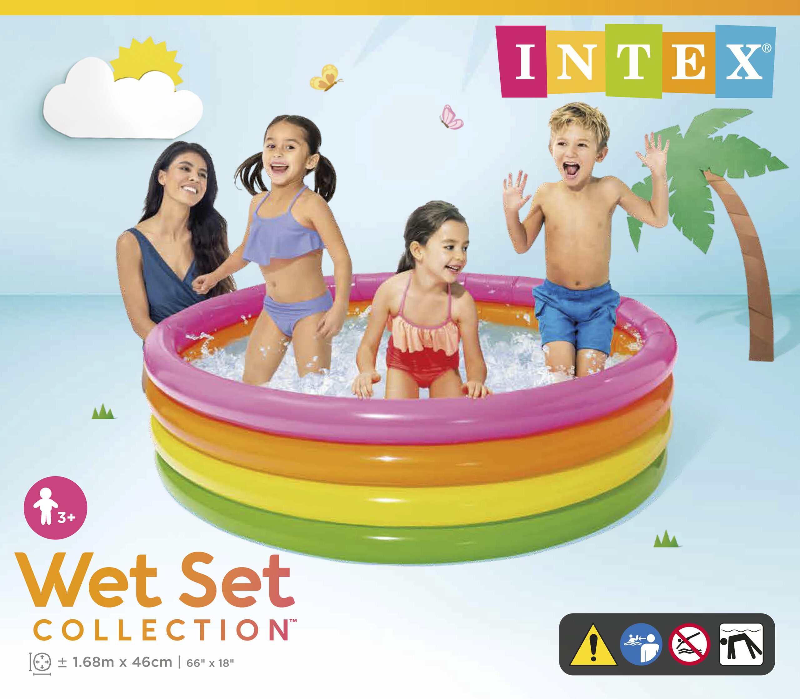 INTEX SUNSET GLOW POOL, 4-RING, AGES 3+, SHELF BOX 56441