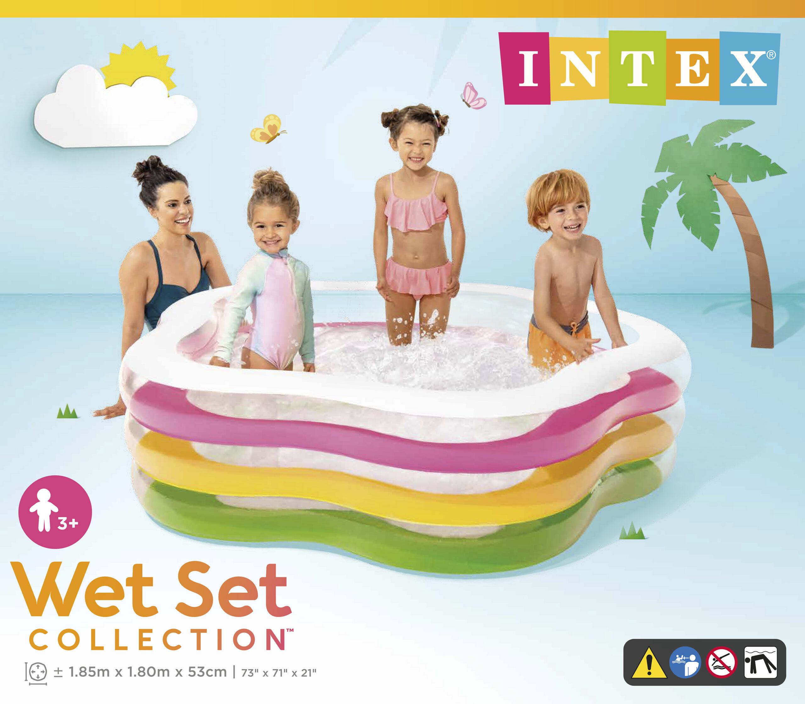 INTEX SUMMER COLORS POOL, W/ INFL. FLOOR, AGES 3+, SHELF BOX 56495