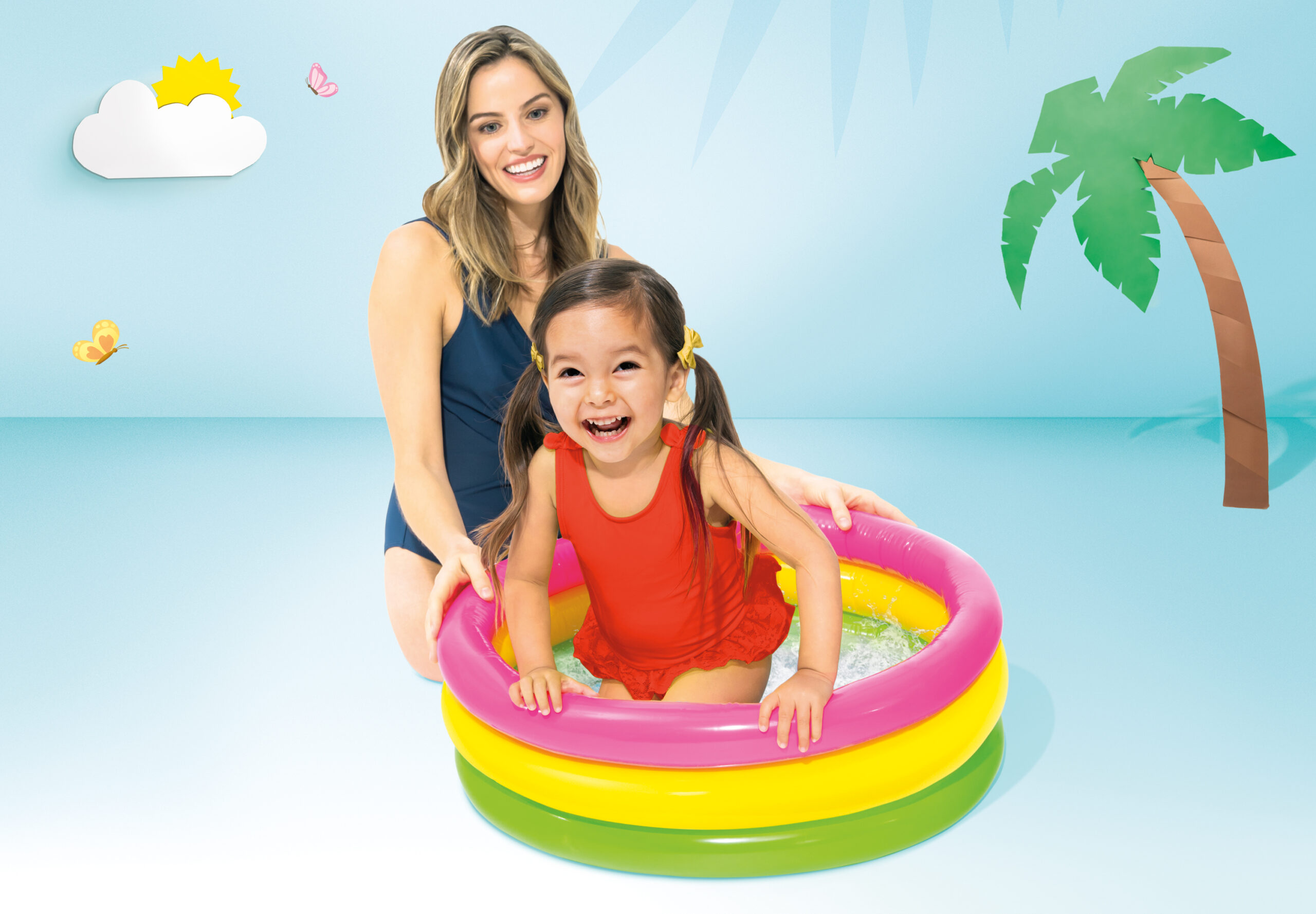 INTEX SUNSET GLOW BABY POOL, 3-RING W/ INFL. FLOOR, AGES 1-3 57107 - Image 2