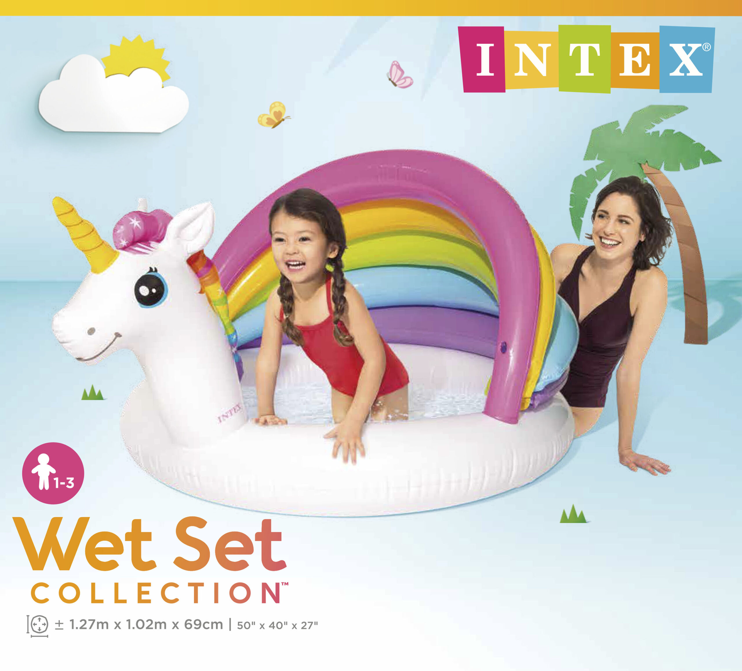 INTEX UNICORN BABY POOL, AGES 1-3 57113