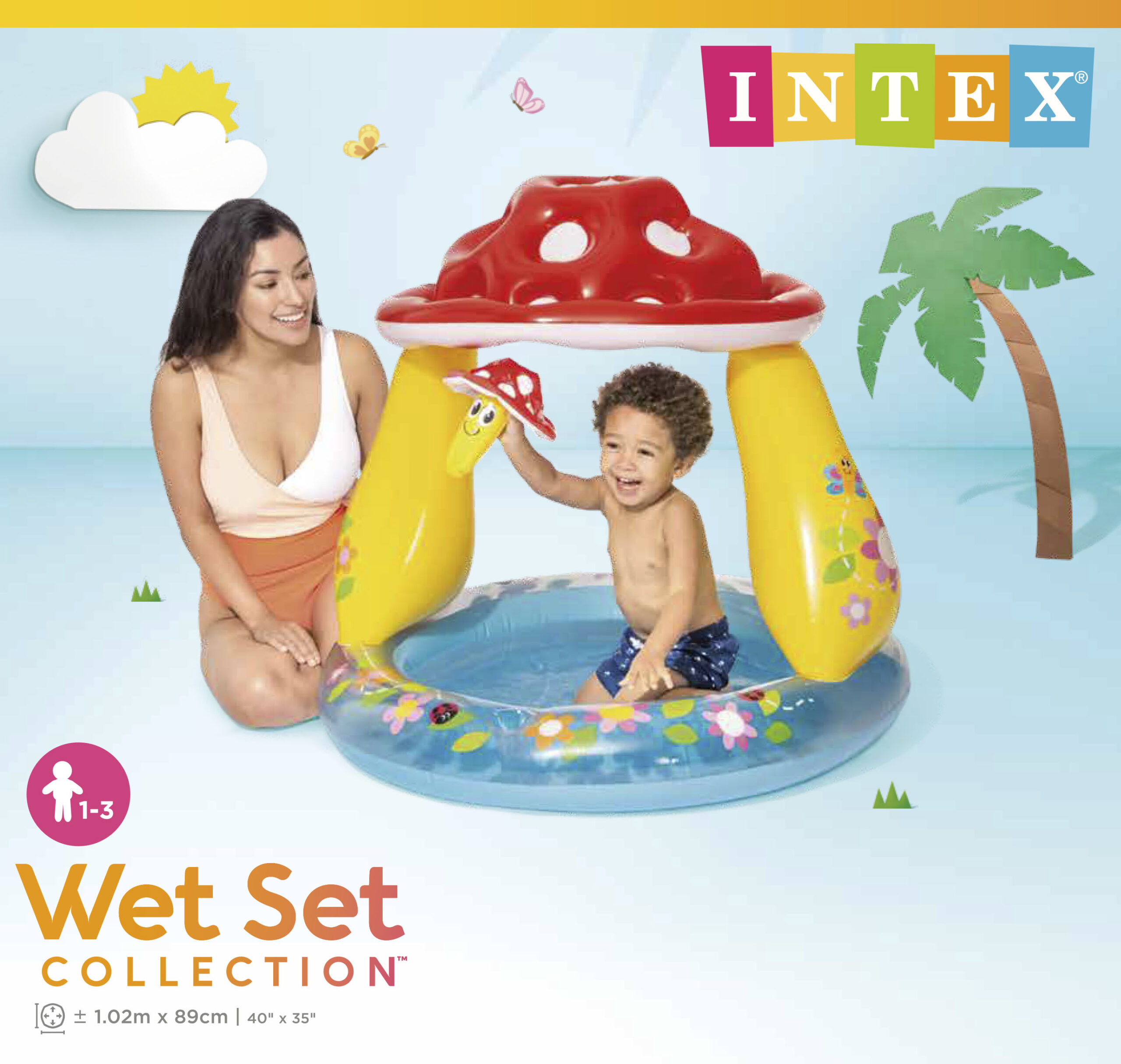 INTEX MUSHROOM BABY POOL, Ages 1-3 1.02mx89cm 57114