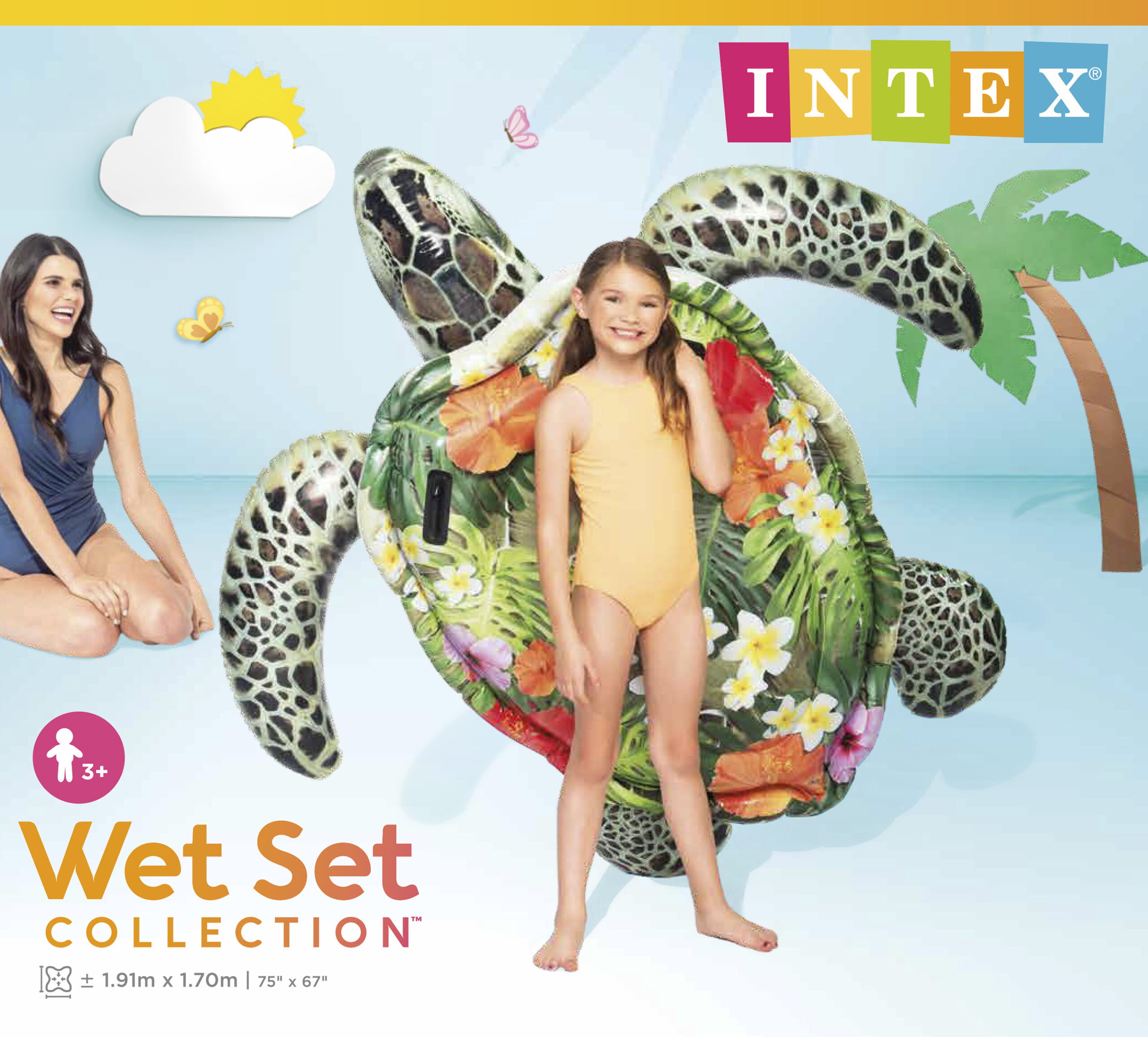 INTEX REALISTIC SEA TURTLE RIDE-ON, AGES 3+ 57555
