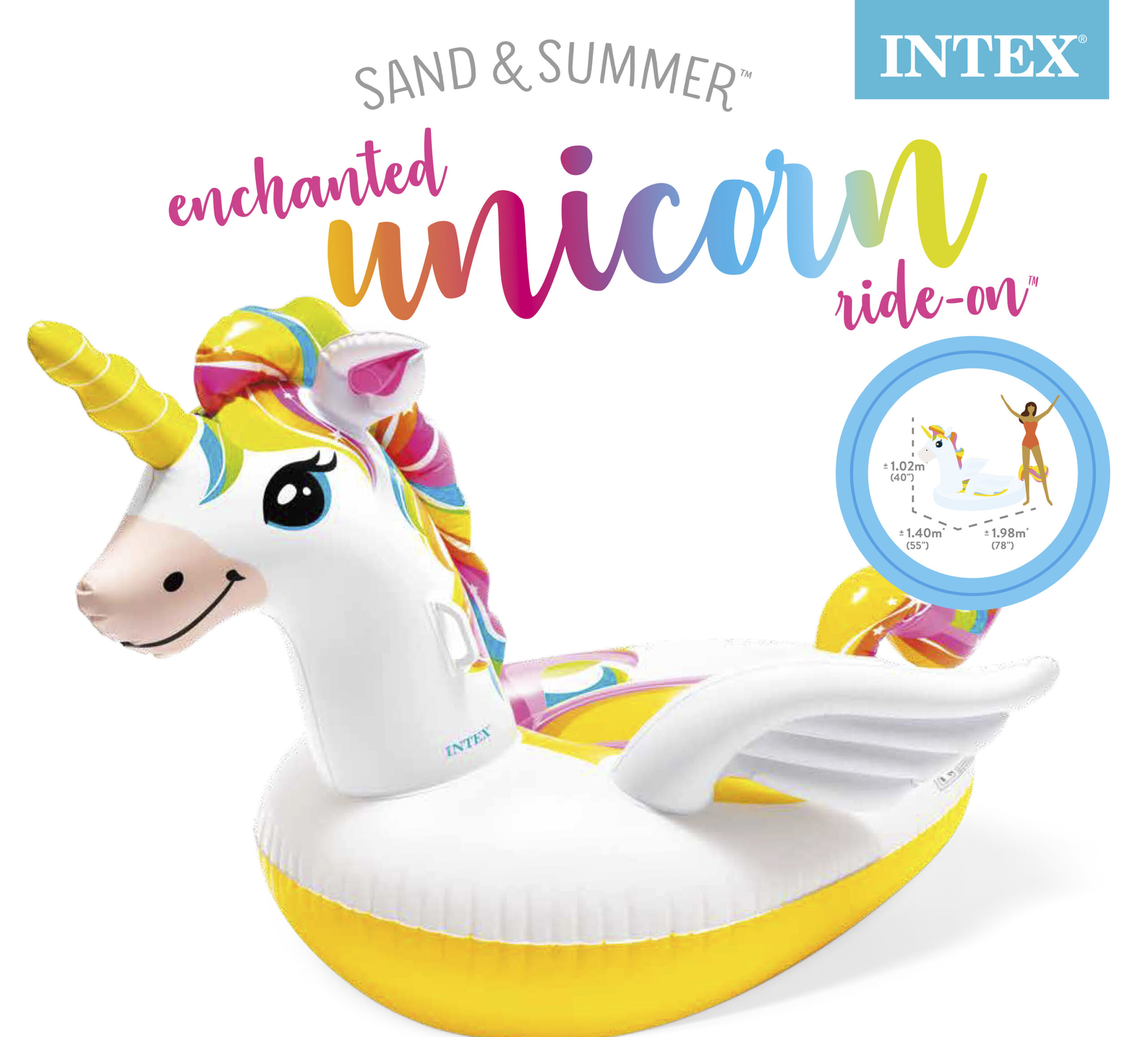 INTEX ENCHANTED UNICORN RIDE-ON, AGE 3+ 57561