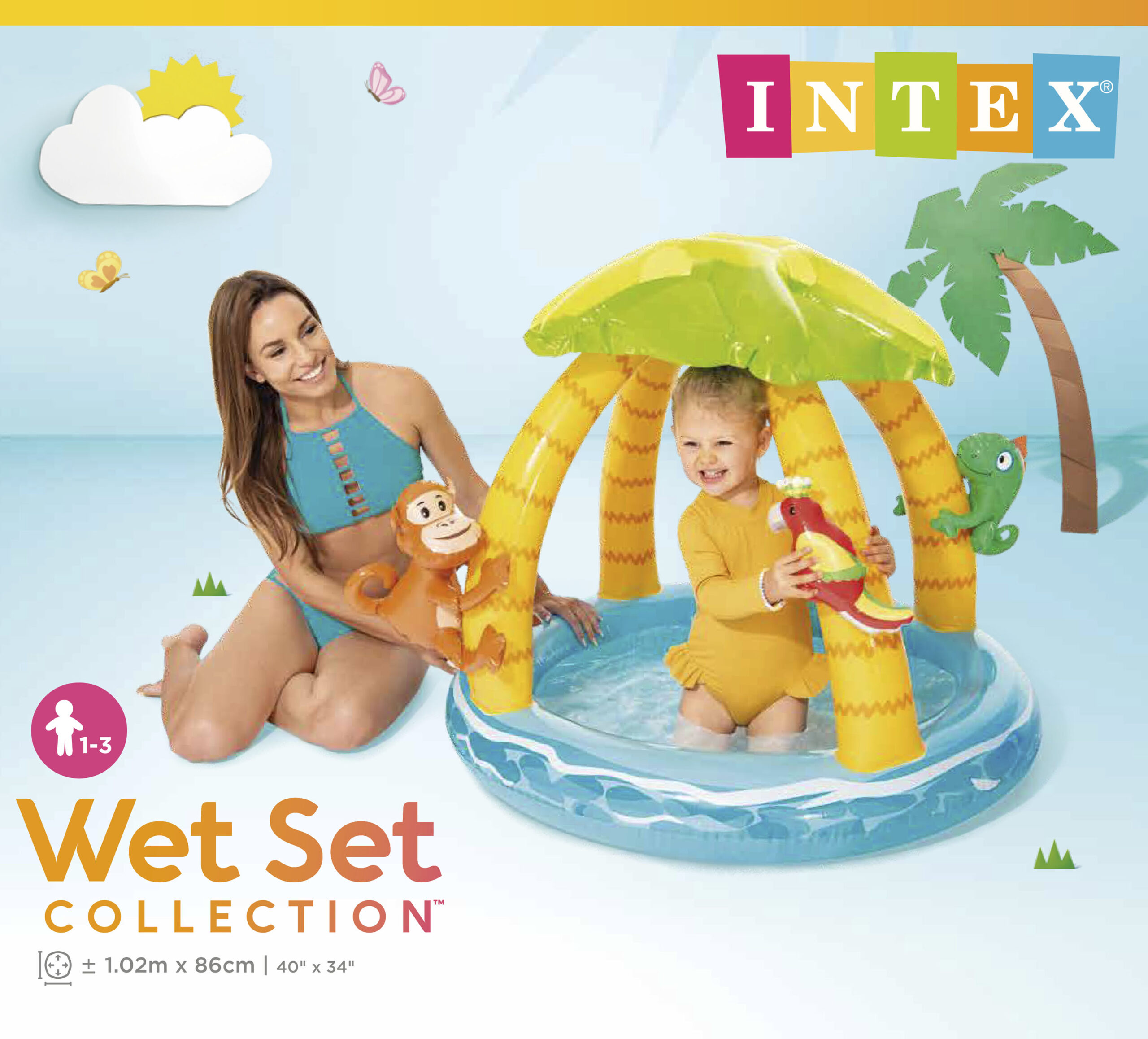 INTEX TROPICAL ISLAND BABY POOL, Ages 1-3 1.02mx86cm 58417