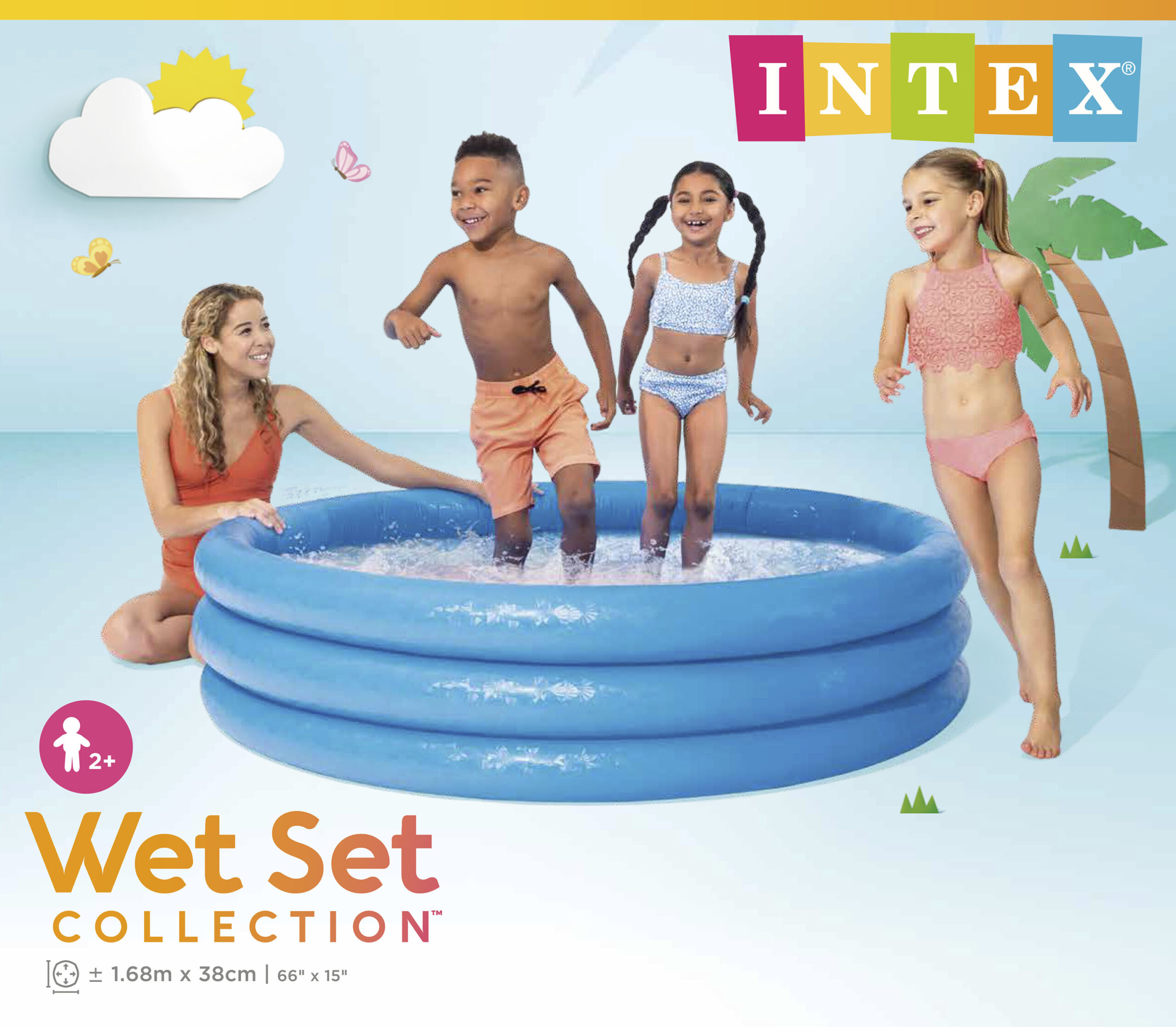 INTEX CRYSTAL BLUE POOL, 3-RING, AGES 2+, SHELF BOX 58446