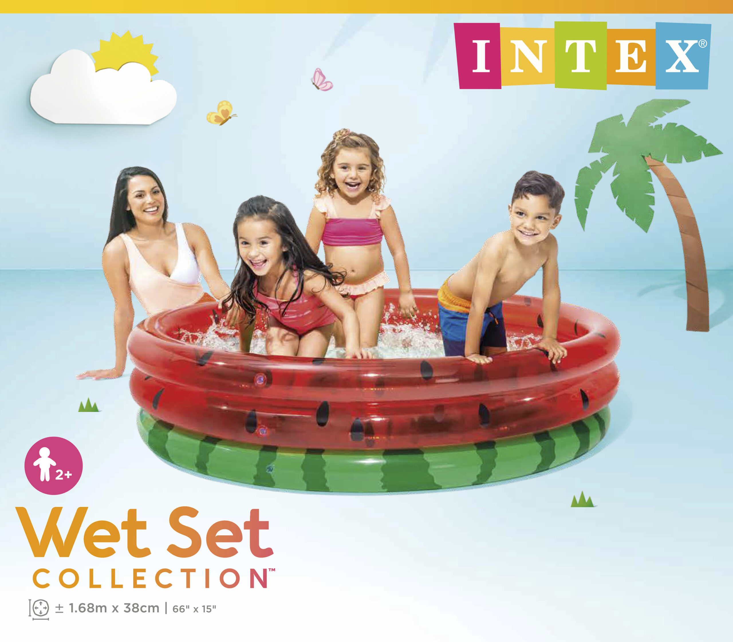 INTEX WATERMELON POOL, 3-RING, AGES 2+, SHELF BOX 58448