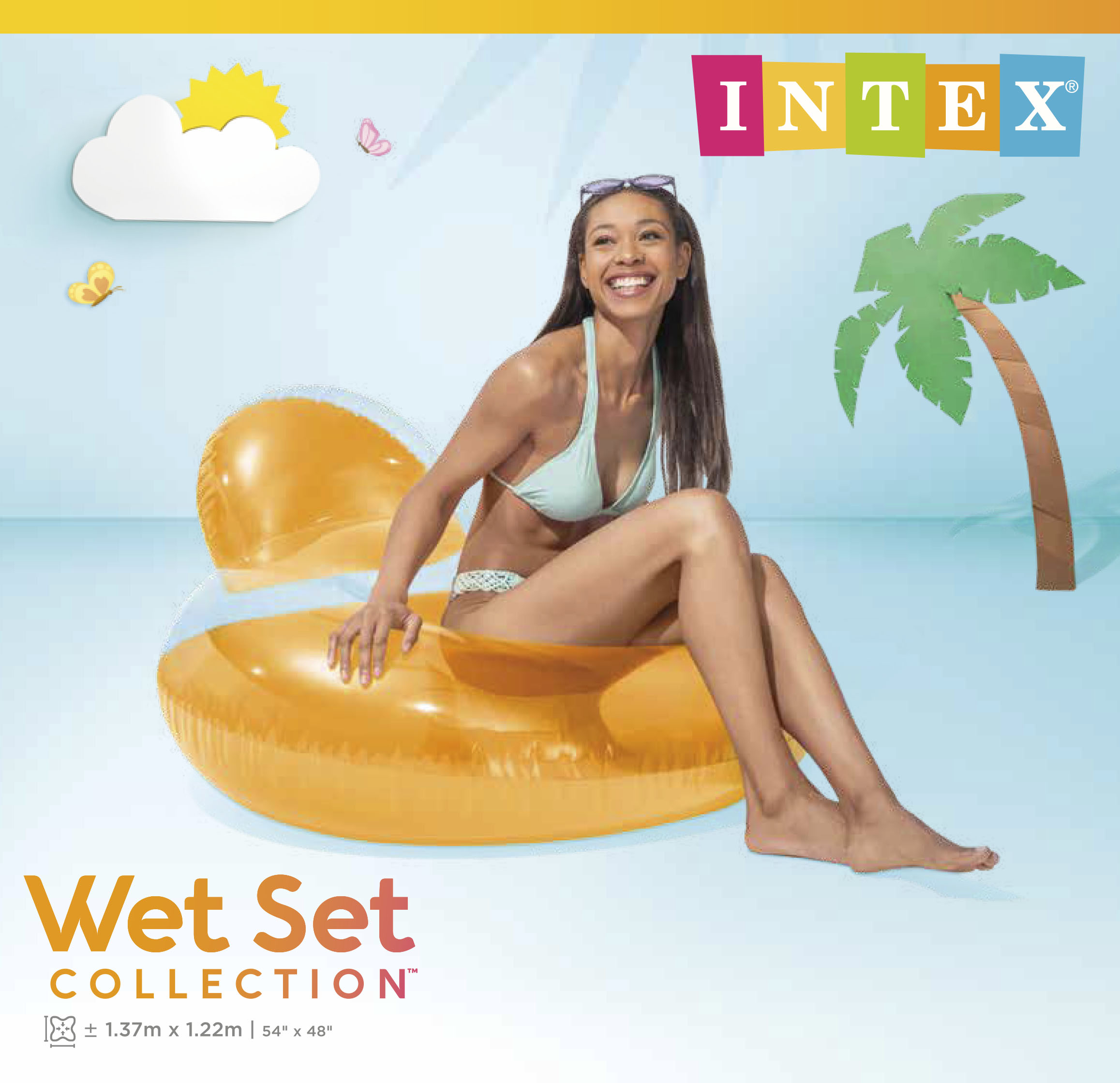 INTEX PILLOW-BACK LOUNGES, 2 COLORS, SHELF BOX AGES 8+ 58889