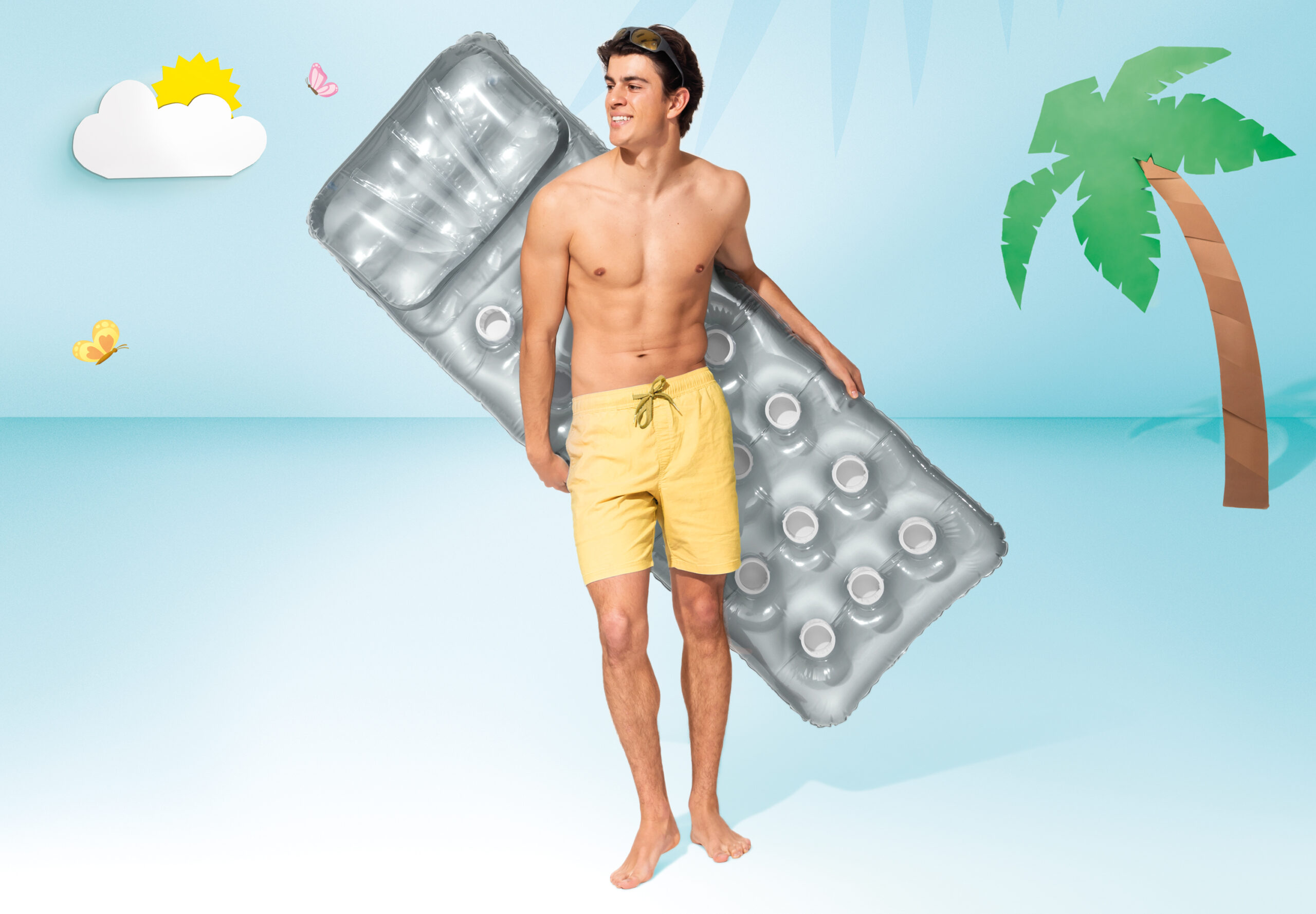 INTEX 18-POCKET SUNTANNER MAT, CLEAR TOP/SILVER BOTTOM, SHELF BOX 74"x28" 58894 - Image 2