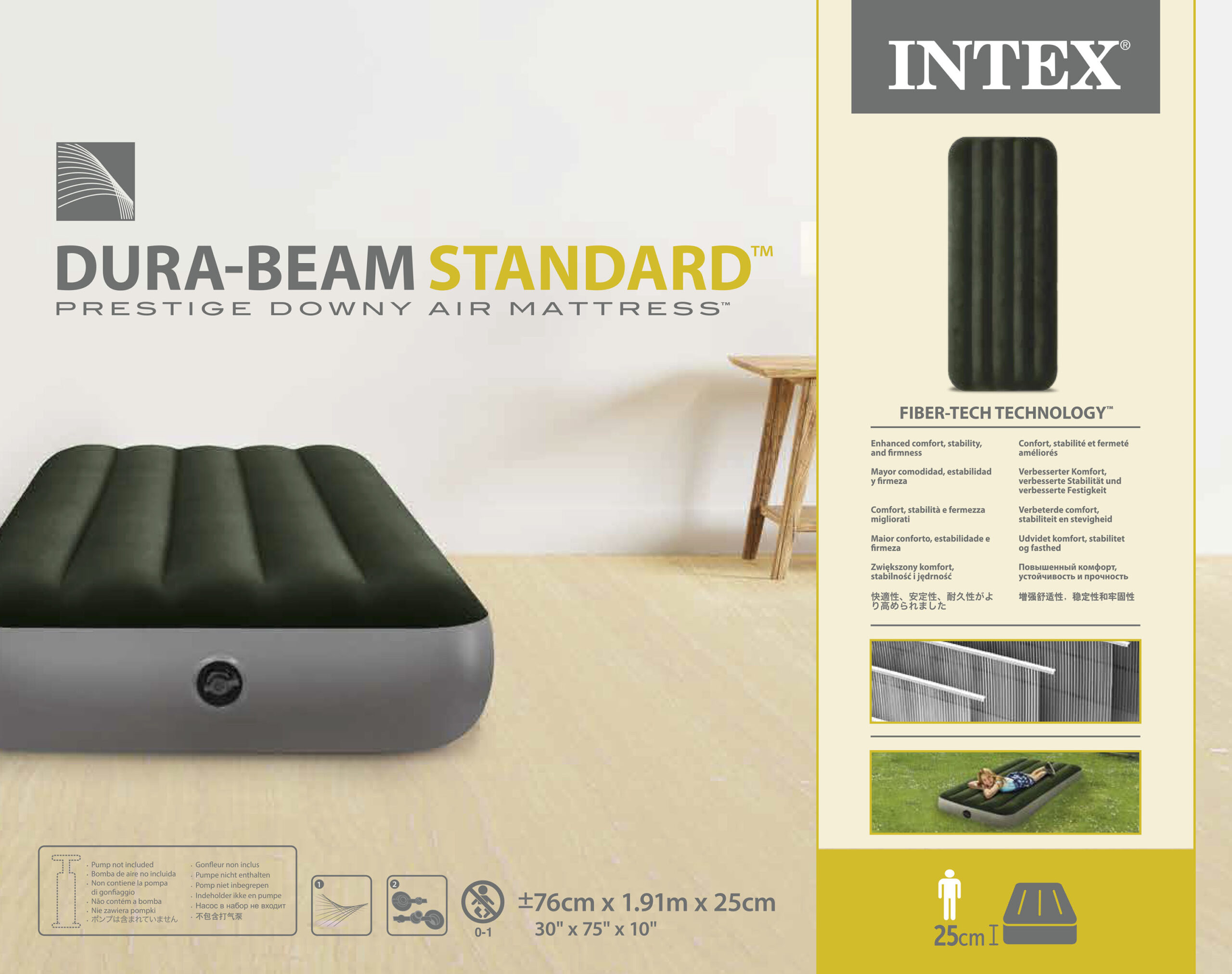 INTEX JR. TWIN DURA-BEAM PRESTIGE DOWNY AIRBED 76cmx1.91mx25cm 64106