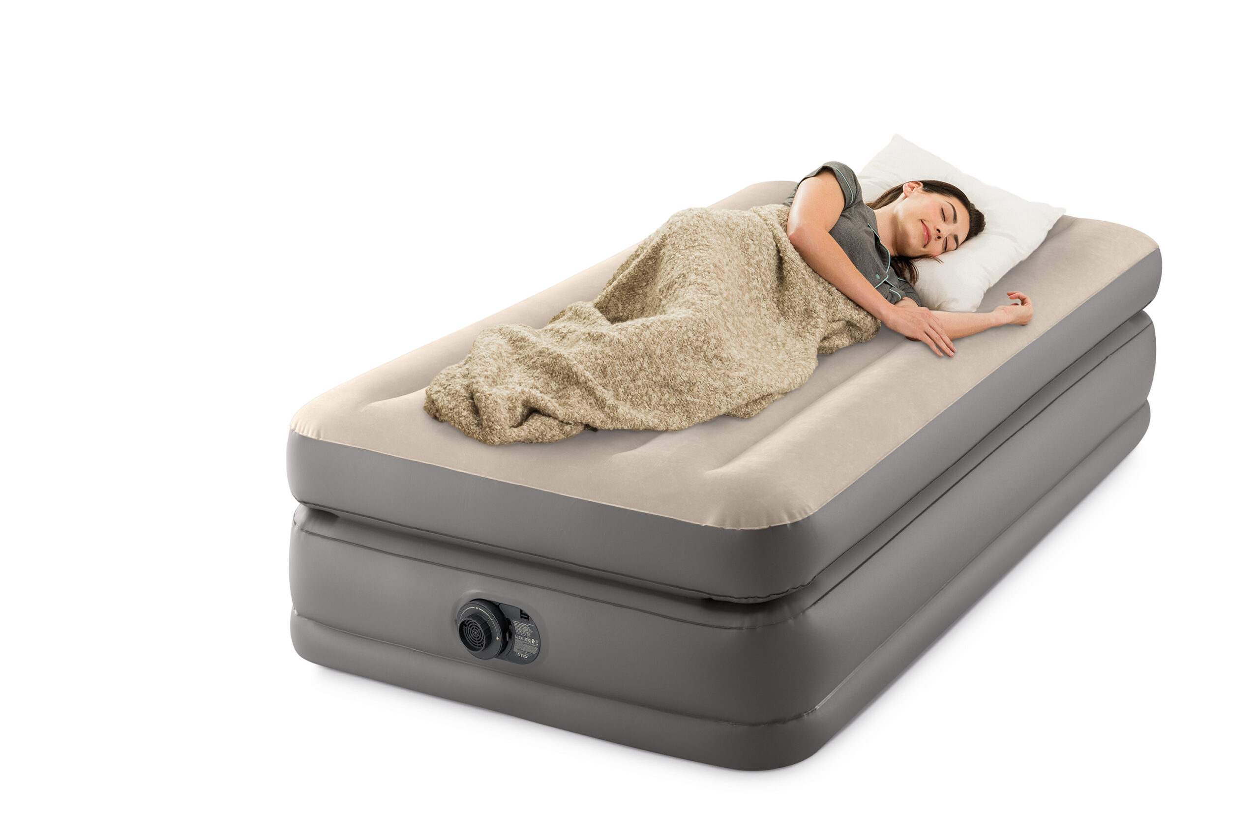 INTEX TWIN COMFORT ELEVATED AIRBED W/ FIBER-TECH RP (w/220-240V Internal Pump) 99cmx1.91mx51cm 64162
