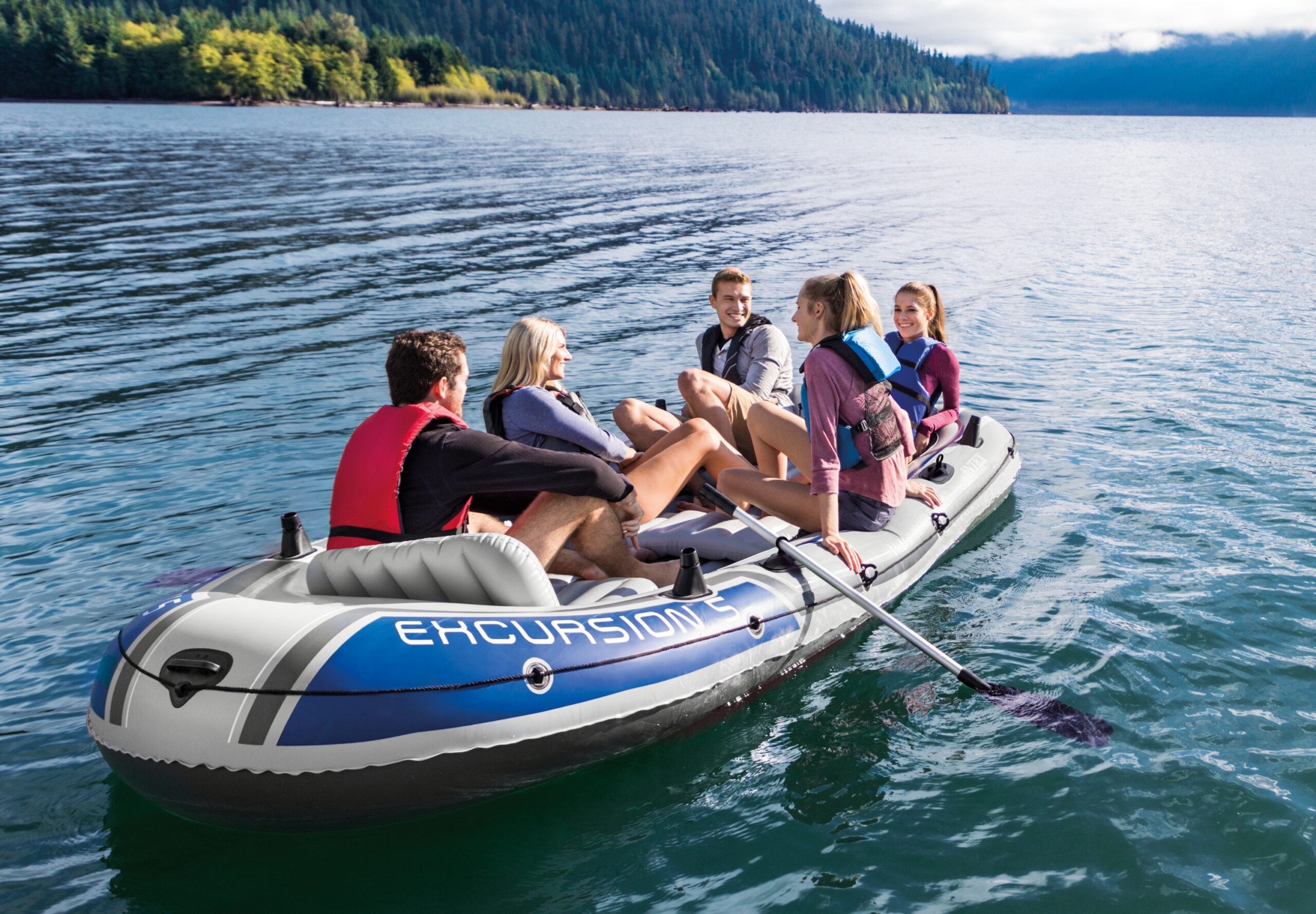 INTEX EXCURSION 5 BOAT SET (WITH 54" ALUMINUM OARS, 68614) 68325 - Image 4