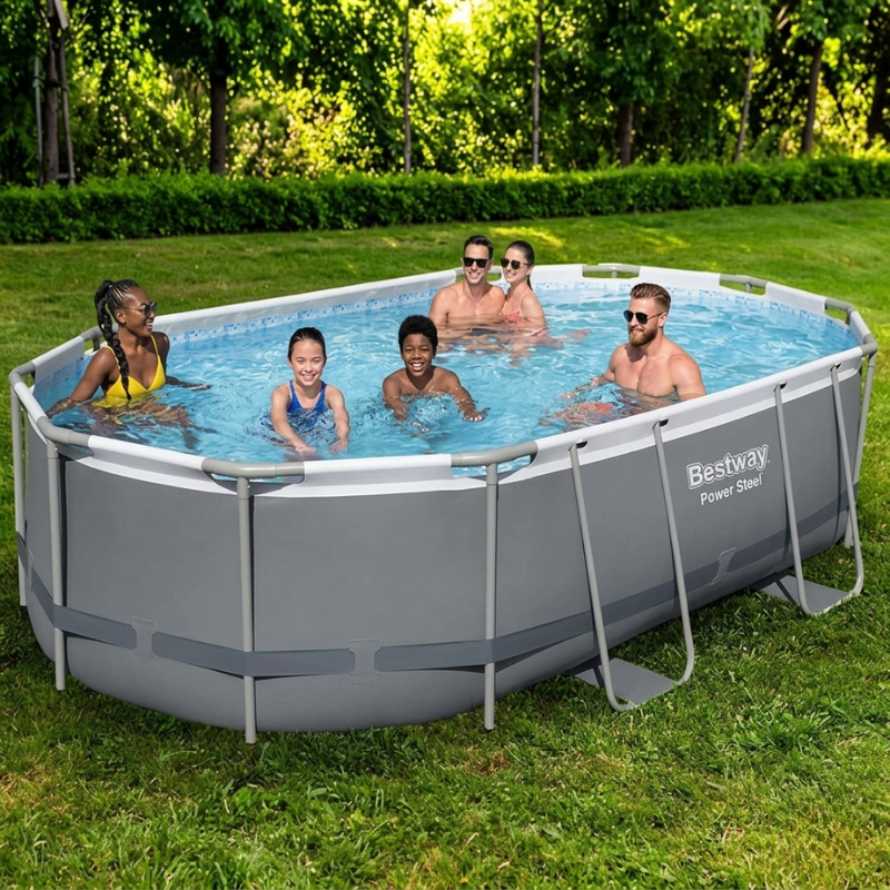 Power Steel 16' x 10' x 42"/4.88m x 3.05m x 1.07m Oval Pool Set