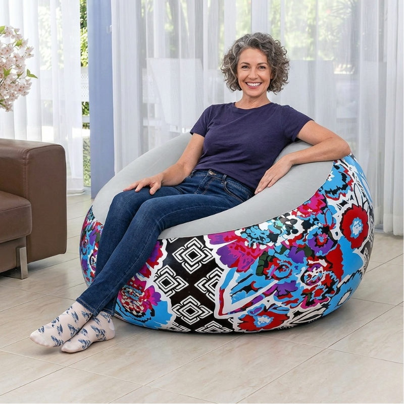 Bestway 44" x 44" x 26"/1.12m x 1.12m x 66cm Inflate-A-Chair Floral Air Chair - Image 4