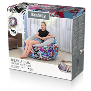 Bestway 44" x 44" x 26"/1.12m x 1.12m x 66cm Inflate-A-Chair Floral Air Chair