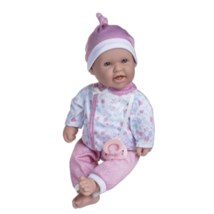 LA BABY 16 INCH SOFT BODY BABY DOLL WITH WHITE/PINK OUTFIT 15034
