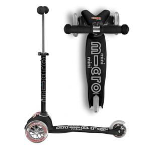 MINI MICRO DELUXE BLACK AND GREY 3 WHEEL SCOOTER