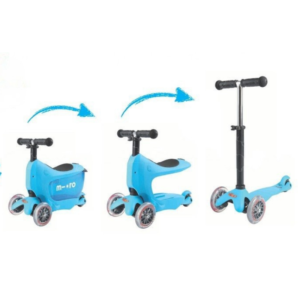 MICRO MINI2GO DELUXE BLUE 3 WHEEL SCOOTER (3-in-1)